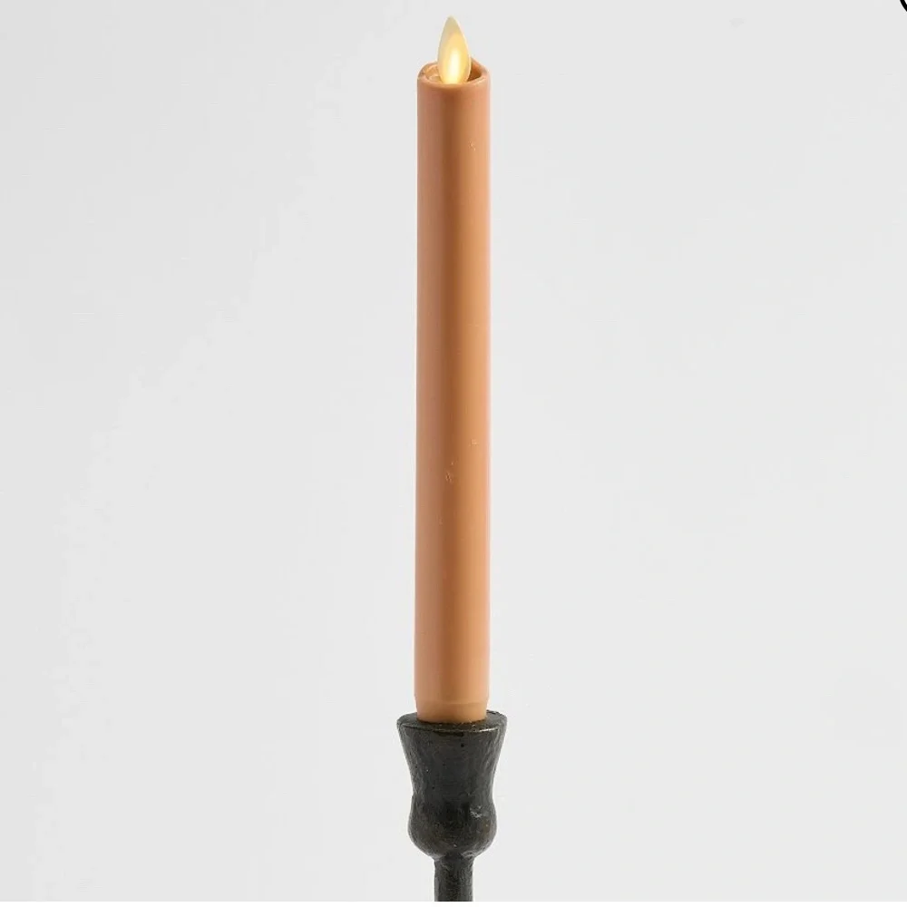 Pottery Barn Flameless Wax Taper Candle - Copper Brown